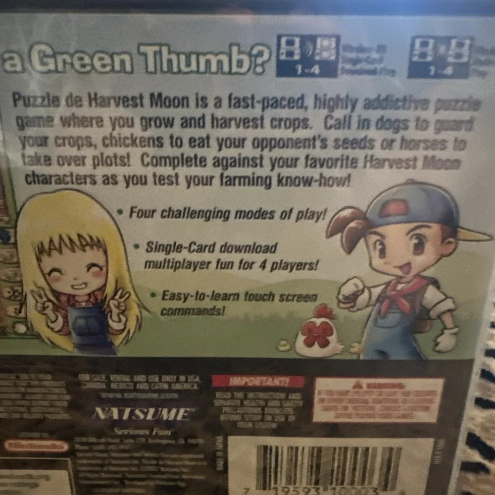 Puzzle de Harvest Moon Nintendo DS 2007 Natsume E Rating New 719593100034